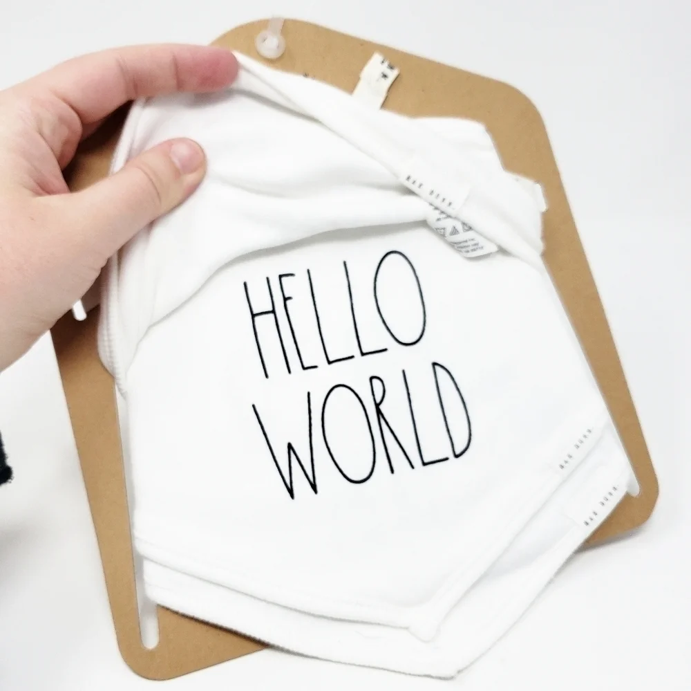 RAE DUNN bib set bandana Mama's Sunshine Hello World newborn